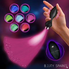 Vibrating Silicone Fiber Optical Butt Plug – Rechargeable Remote Control LED Light-Up Plug | XR Brands