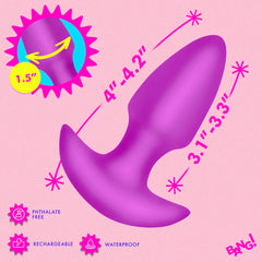 Thrusting & Vibrating Silicone Plug – Purple