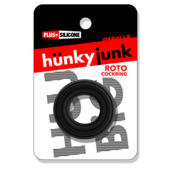 Roto Grooved Gripper-Ribbed Cockring Black Fog
