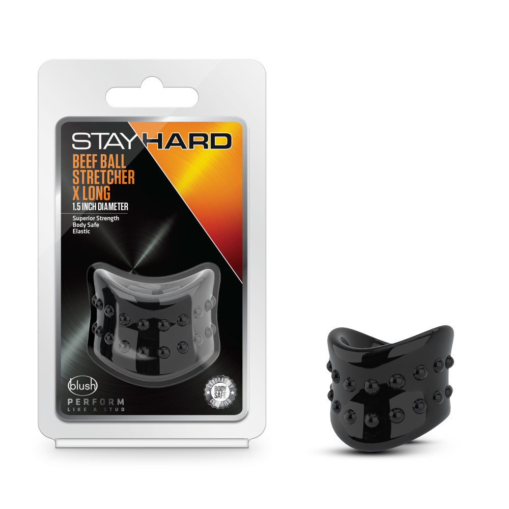 STAY HARD BEEF BALL STRETCHER SNUG X LONG 1.5IN DIAMETER BLACK