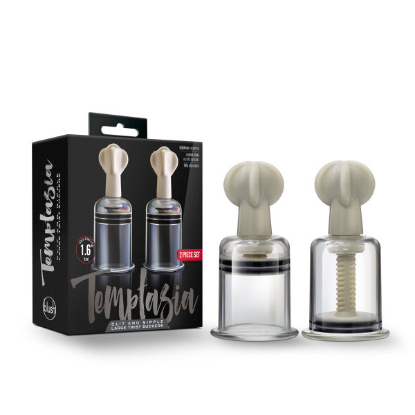 Temptasia Clit & Nipple Twist Large Suckers Set of 2 Clear – Adjustable Suction Stimulators