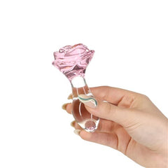 Pillow Talk Rosy Flower Glass Anal Plug Pink