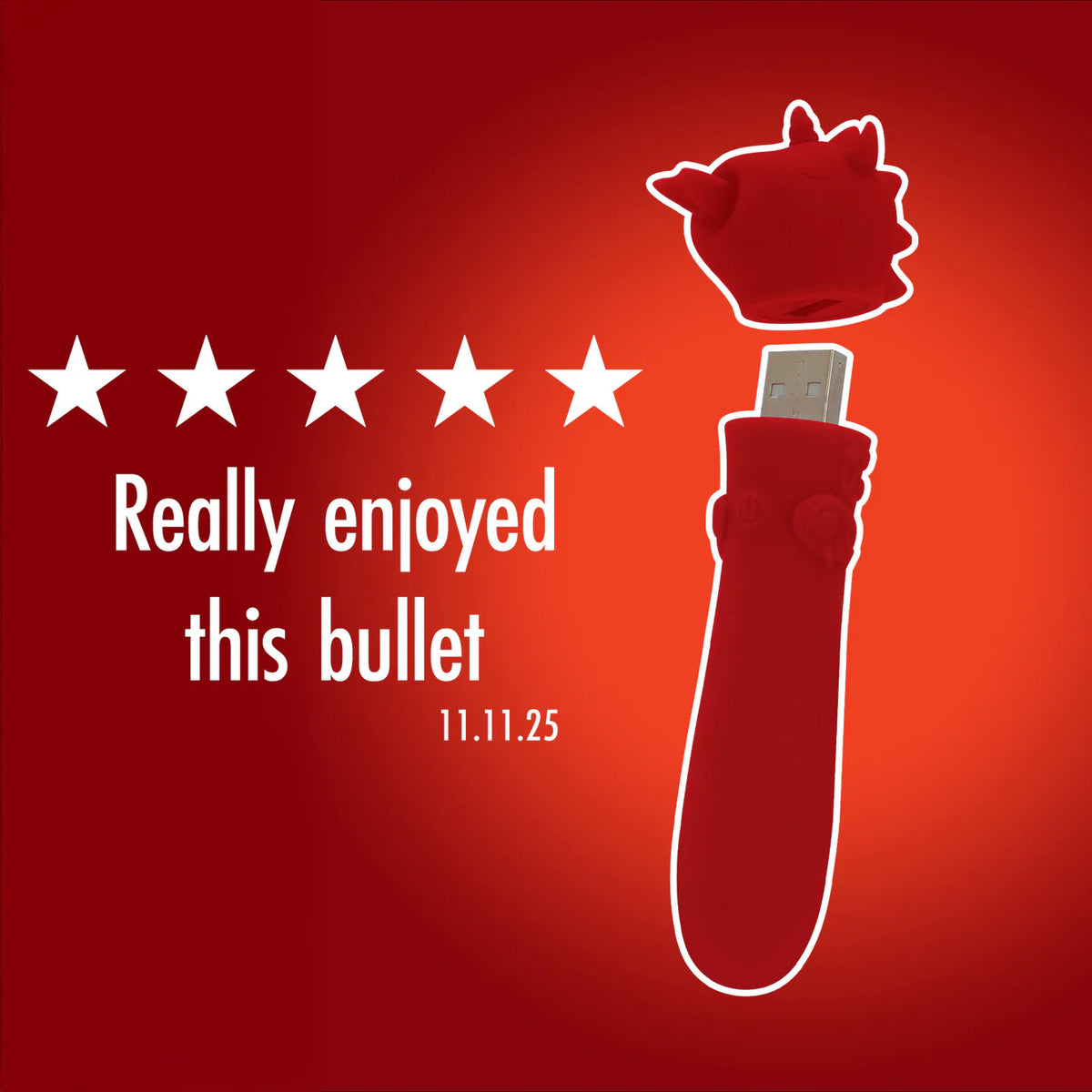Unihorn Blaze Diablo USB Bullet Vibrator – Rechargeable Silicone Mini Bullet Massager Dark Red