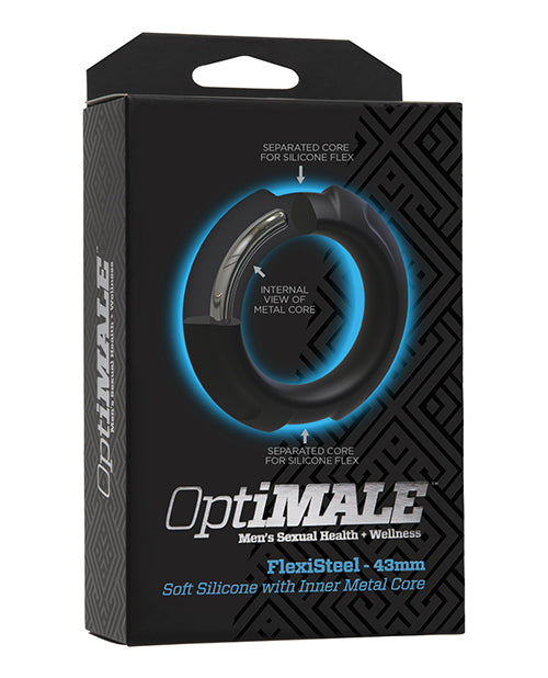 OptiMale FlexiSteel Cock Ring - 43 mm Black