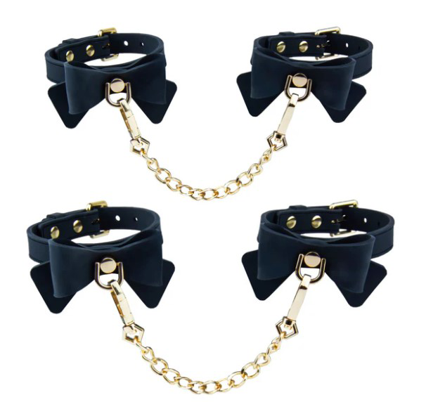 Temptasia Ardor Wrist and Ankle Restraints Black With Bow