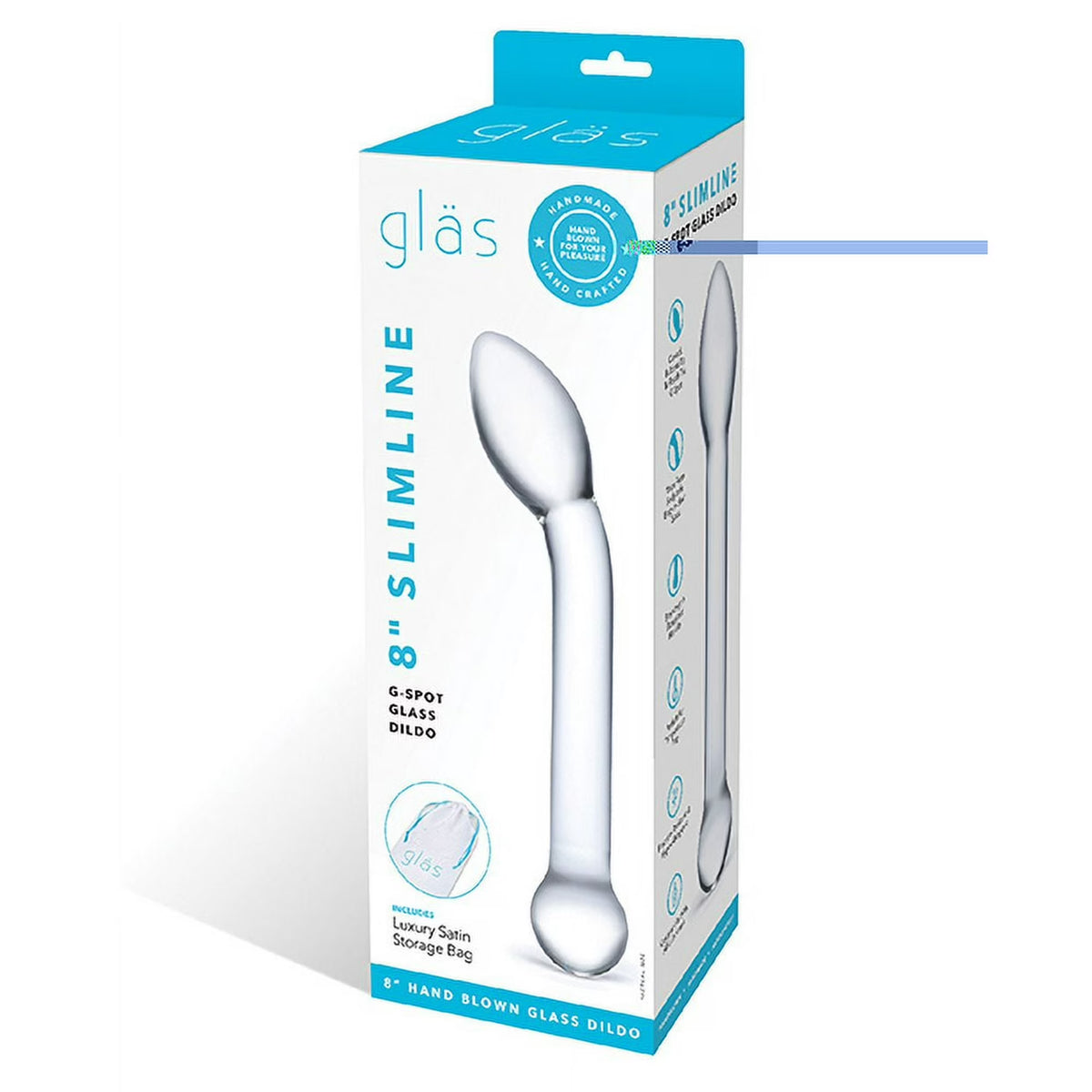 GLAS 8 SLIMLINE G SPOT GLASS DILDO "