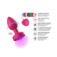 Twila Twirling Purple Gem Light Up Vibrating Plug With Pnk Heart Remote