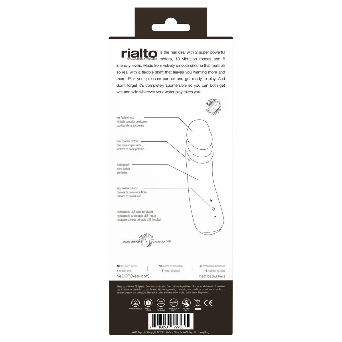 VEDO RIALTO RECHARGEABLE VIBE PEARL BLACK