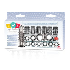 Try-Curious Cock Ring & Sleeve Set – 15 Piece TPR Enhancement Kit with Textured Rings & Sleeves | Icon Brands