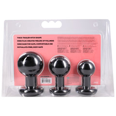 Round Butt Plug 3 Piece Set - Black