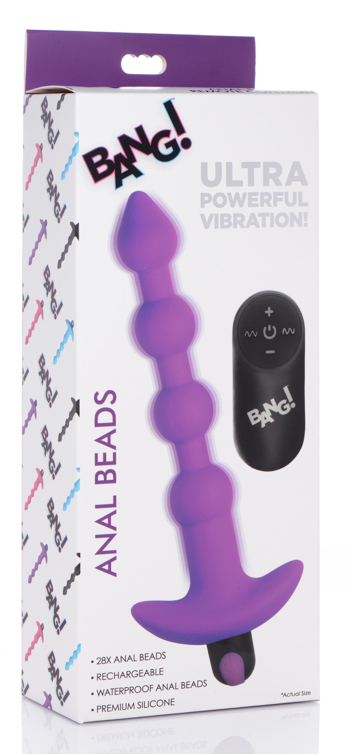BANG! VIBRATING SILICONE ANAL BEADS & REMOTE PURPLE