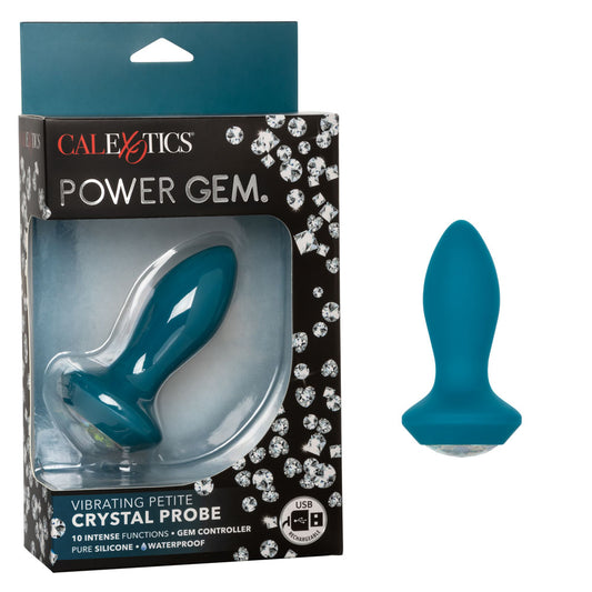 )POWER GEM VIBRATING PETITE CRYSTAL PROBE- BLUE
