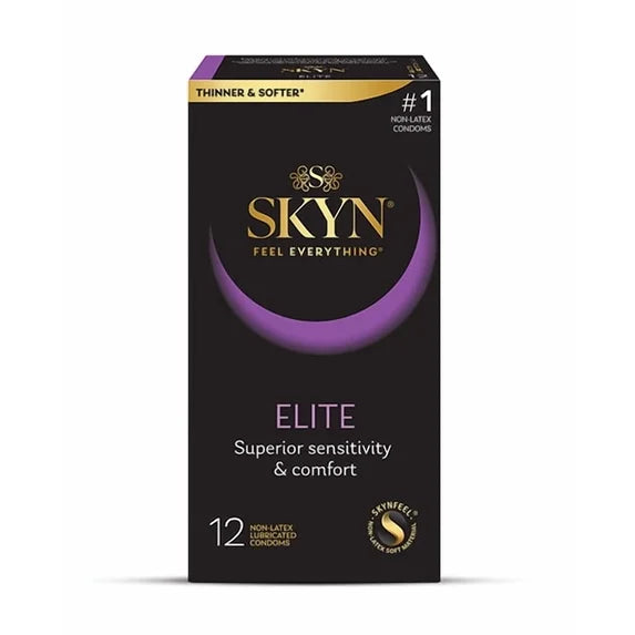 SKYN Elite Ultra Thin Non-Latex Lubricated Condoms – 12 Pack Premium Polyisoprene Condoms