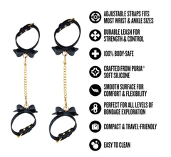 Temptasia Ardor Wrist and Ankle Restraints Black With Bow