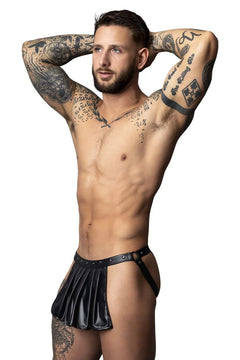 Male Power Spartacus Gladiator Skirt Jock Black L/XL – Faux Leather Men's Lingerie