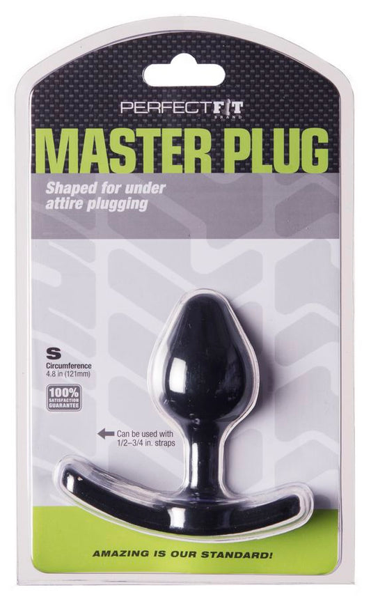 Perfect Fit Master Plug Strap-On Butt Plug Small Black – Wearable TPR Silicone Plug