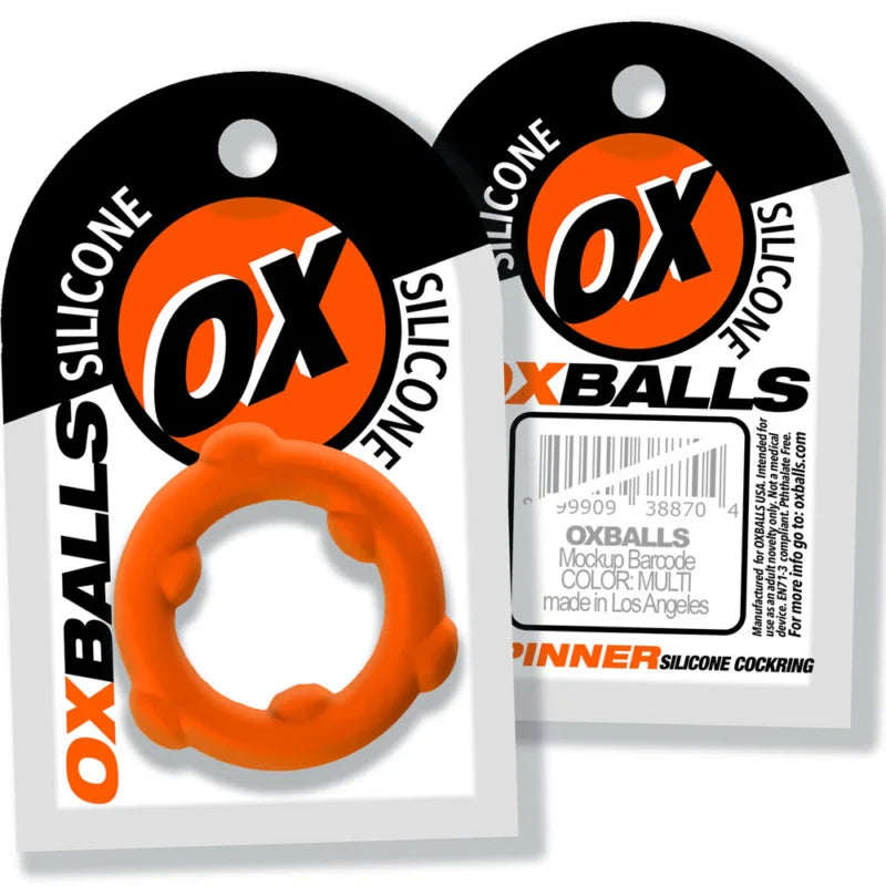 Oxballs Spinner Orange Silicone Cock Ring – Premium Liquid Silicone Stretch Ring