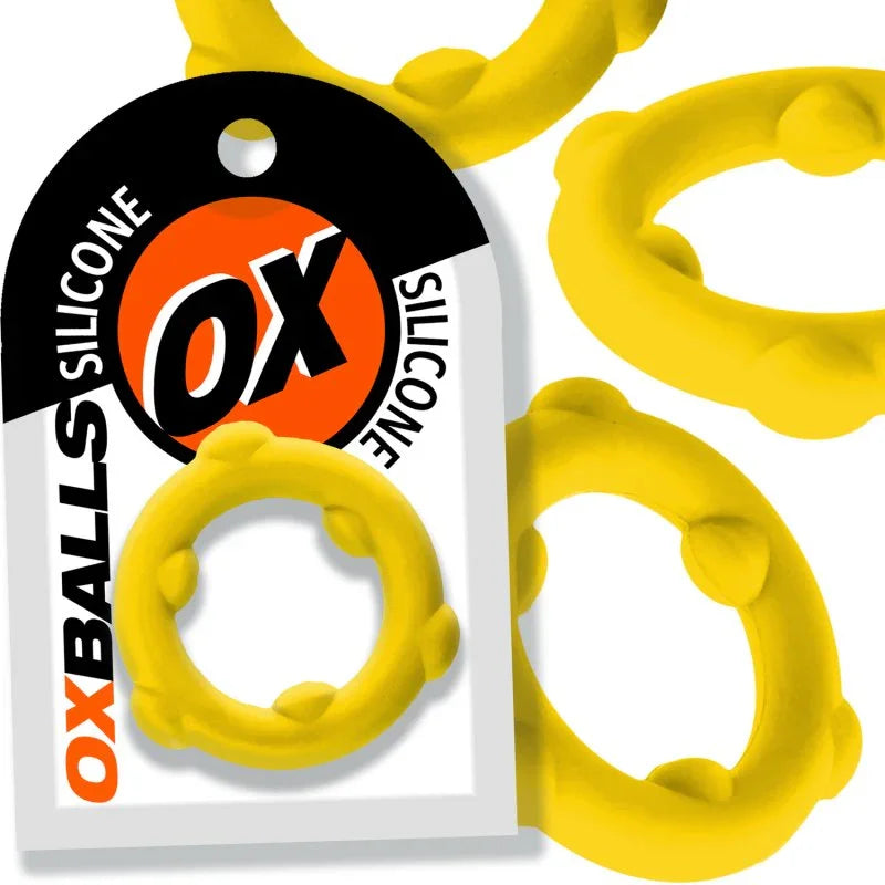 Oxballs Spinner Yellow Silicone Cock Ring – Premium Liquid Silicone Stretch Ring