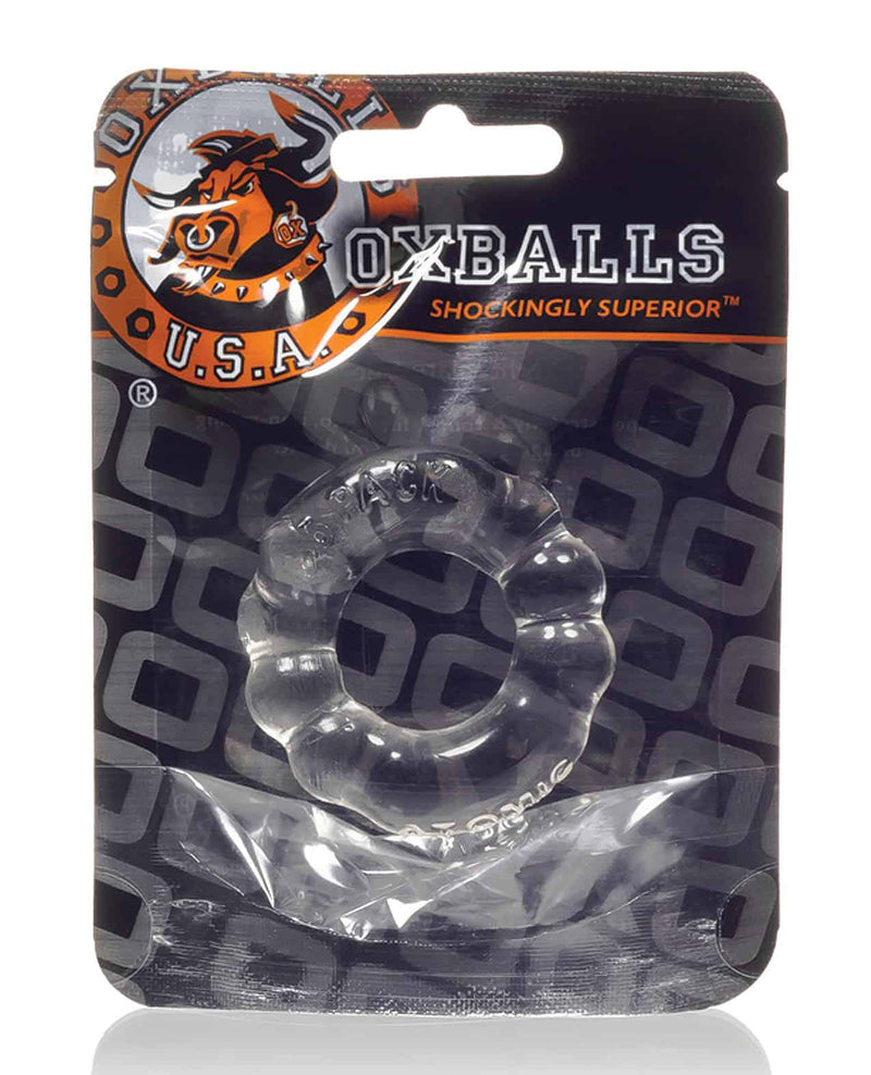 Oxballs Six Pack Cockring Clear – Stretchable TPR Penis Ring for Enhanced Firmness