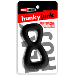 Boomerang Double-Ring Cockring & Nut-Tugger Black