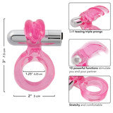 Triple Clit Flicker Rechargeable Couples Ring – Waterproof Vibrating Cock Ring with Triple Teasing Prongs