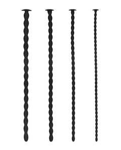 Ouch Silicone Spiral Screw Plug Set Advanced Urethral Sounding Black – 4-Piece