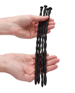 Ouch Silicone Spiral Screw Plug Set Advanced Urethral Sounding Black – 4-Piece