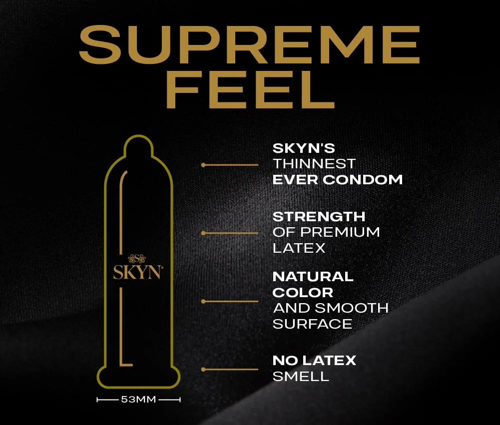 SKYN Supreme Feel Non-Latex Condoms – Ultra-Thin Lubricated 3 Pack for Natural Sensitivity