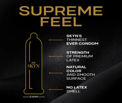 SKYN Supreme Feel Non-Latex Condoms – Ultra-Thin Lubricated 3 Pack for Natural Sensitivity
