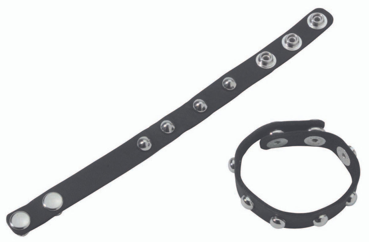 Spartacus Studded C Ring Black – Adjustable Leather Cock Ring with Metal Studs