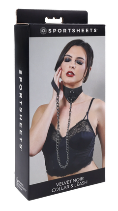 Velvet Noir Adjustable Collar & Leash Set