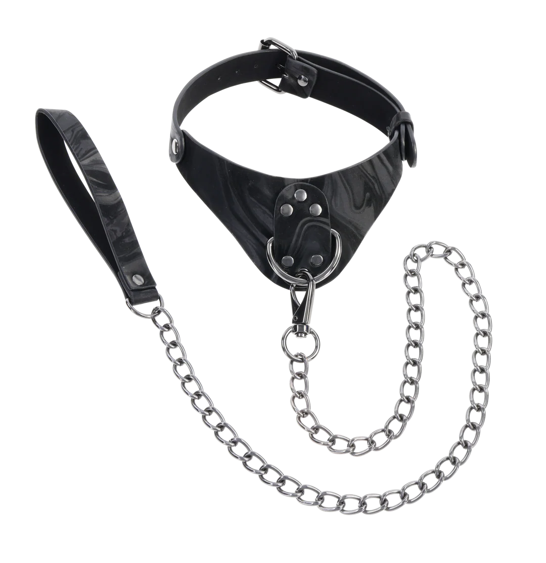 Velvet Noir Adjustable Collar & Leash Set