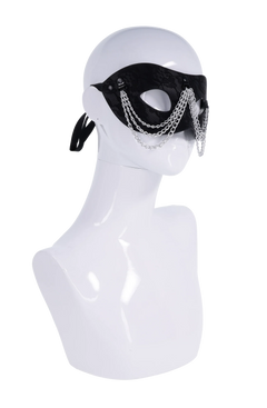 Sincerely Chained Lace Mask Black – Lace Masquerade Mask with Silver Chain