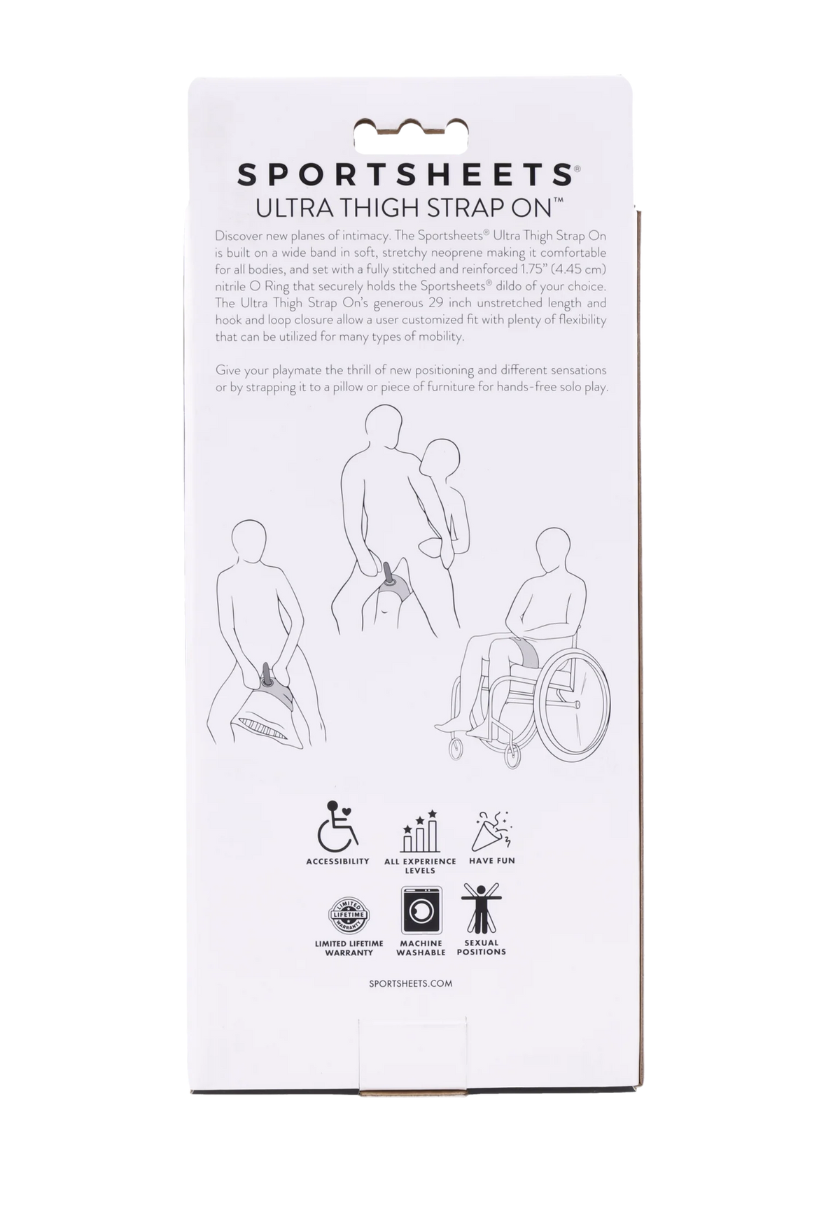 Sportsheets Ultra Thigh Strap On Black – Adjustable Neoprene Thigh Harness with Reinforced O-Ring