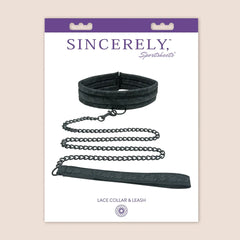 Sincerely Lace Collar & Leash Set – Black Padded Lace Collar with 30-Inch Leash
