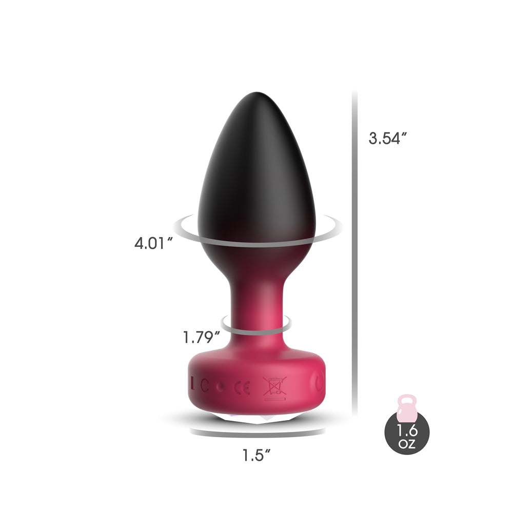 Eluxe Vibrating Clr Gem Rbyombre Plug Md With Remote