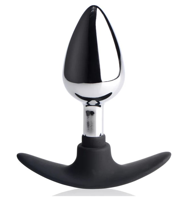 Dark Invader Metal and Silicone Anal Plug - Medium -