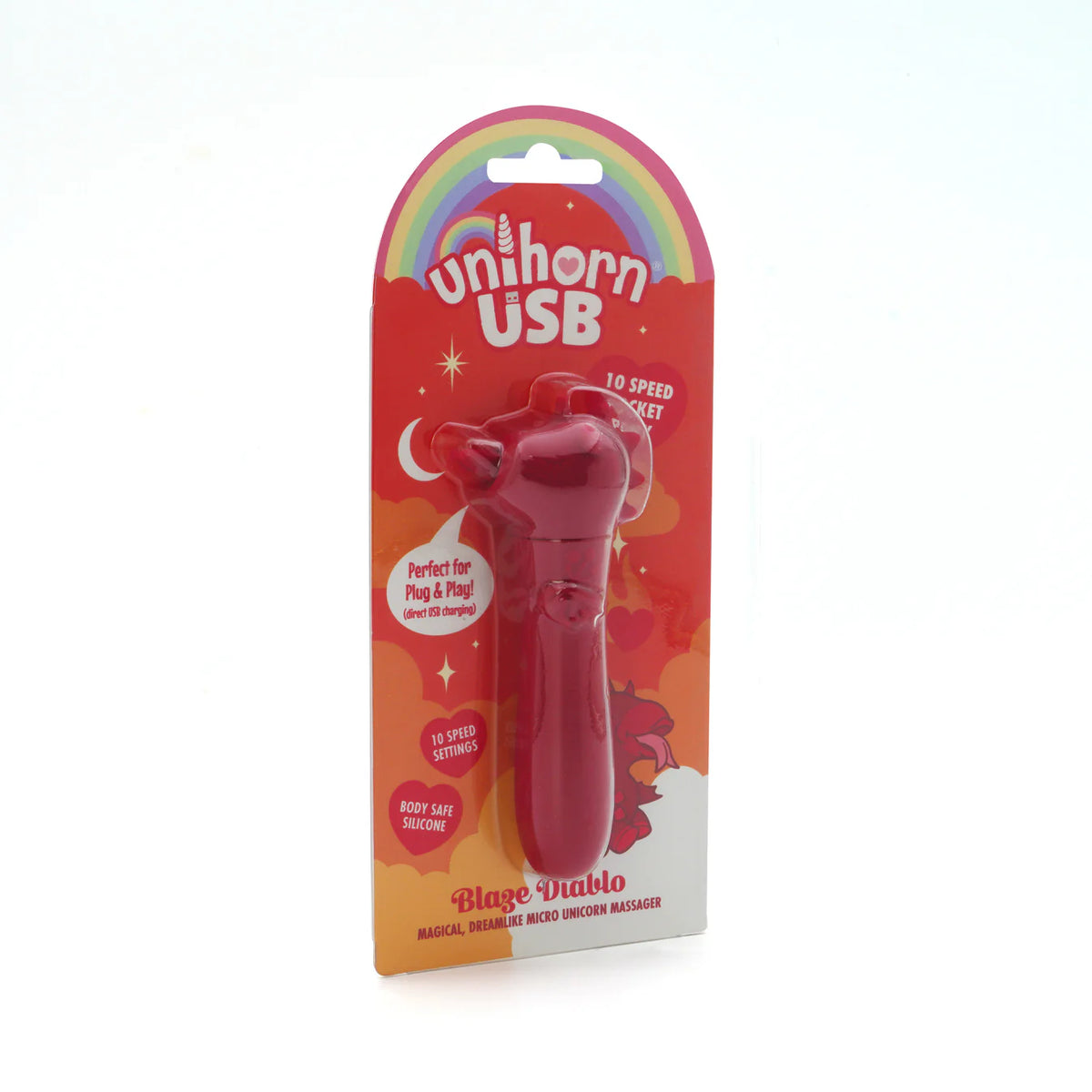 Unihorn Blaze Diablo USB Bullet Vibrator – Rechargeable Silicone Mini Bullet Massager Dark Red
