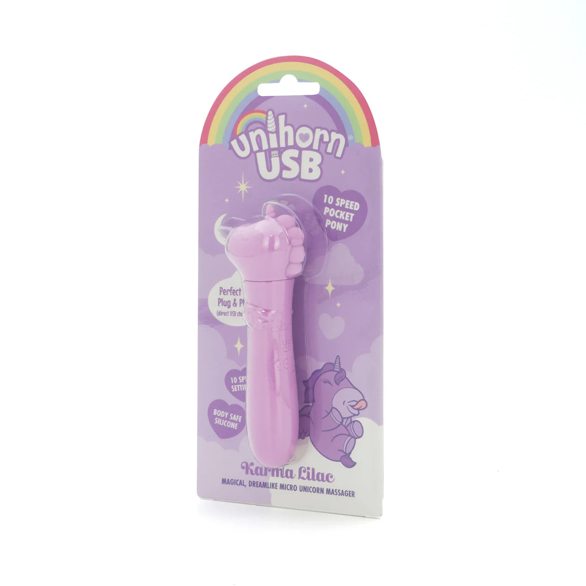 Unihorn Karma Lilac USB Bullet Vibrator – Rechargeable Silicone Mini Bullet Massager