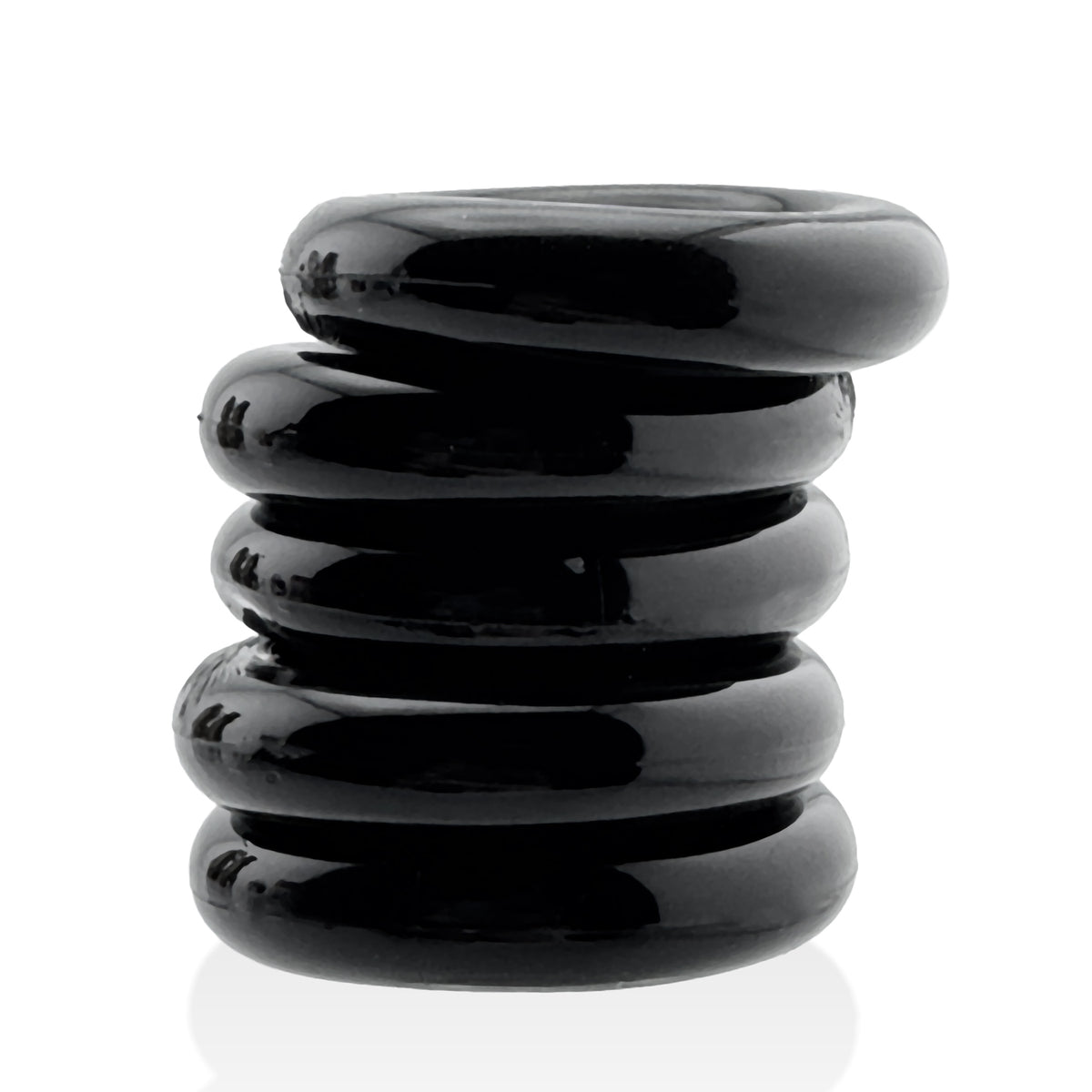 Jacker 5-Stack Five-Pack Tube Super-Strong Cockrings Black