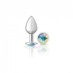 CHEEKY CHARMS ROUND CLEAR IRIDESCENT MEDIUM SILVER PLUG