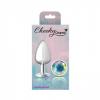 CHEEKY CHARMS ROUND CLEAR IRIDESCENT LARGE SILVER PLUG