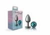 CHEEKY CHARMS ROUND TEAL SMALL GUNMETAL BUTT PLUG