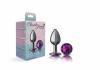 CHEEKY CHARMS ROUND PURPLE SMALL GUNMETAL BUTT PLUG