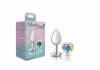 CHEEKY CHARMS HEART CLEAR IRIDESCENT SMALL SILVER PLUG