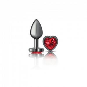 CHEEKY CHARMS HEART DEEP RED SMALL GUNMETAL BUTT PLUG