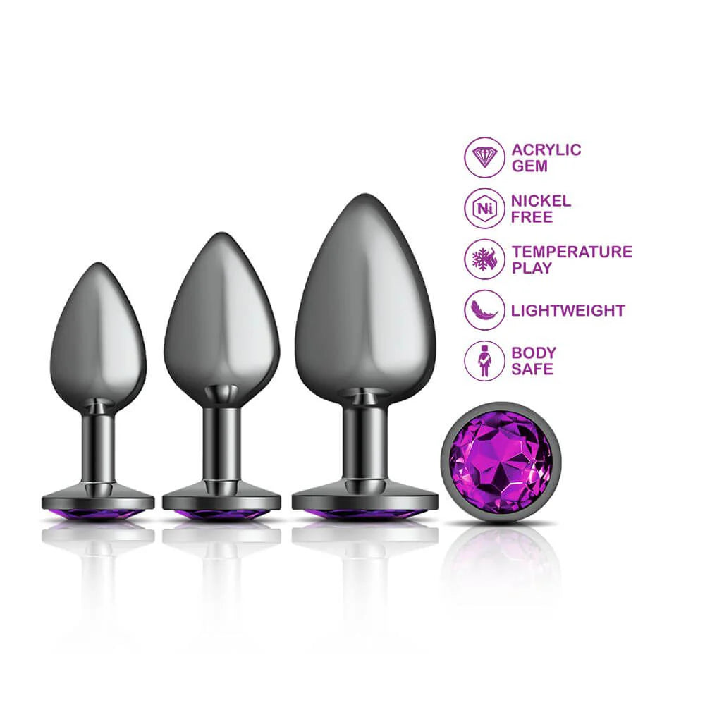 Cheeky Charms Metal Plug Kit – Gunmetal Round & Deep Purple