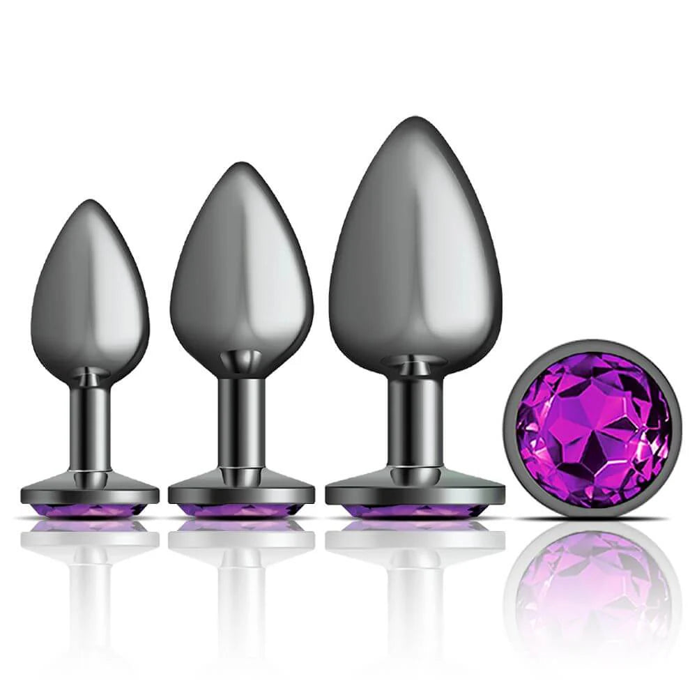 Cheeky Charms Metal Plug Kit – Gunmetal Round & Deep Purple