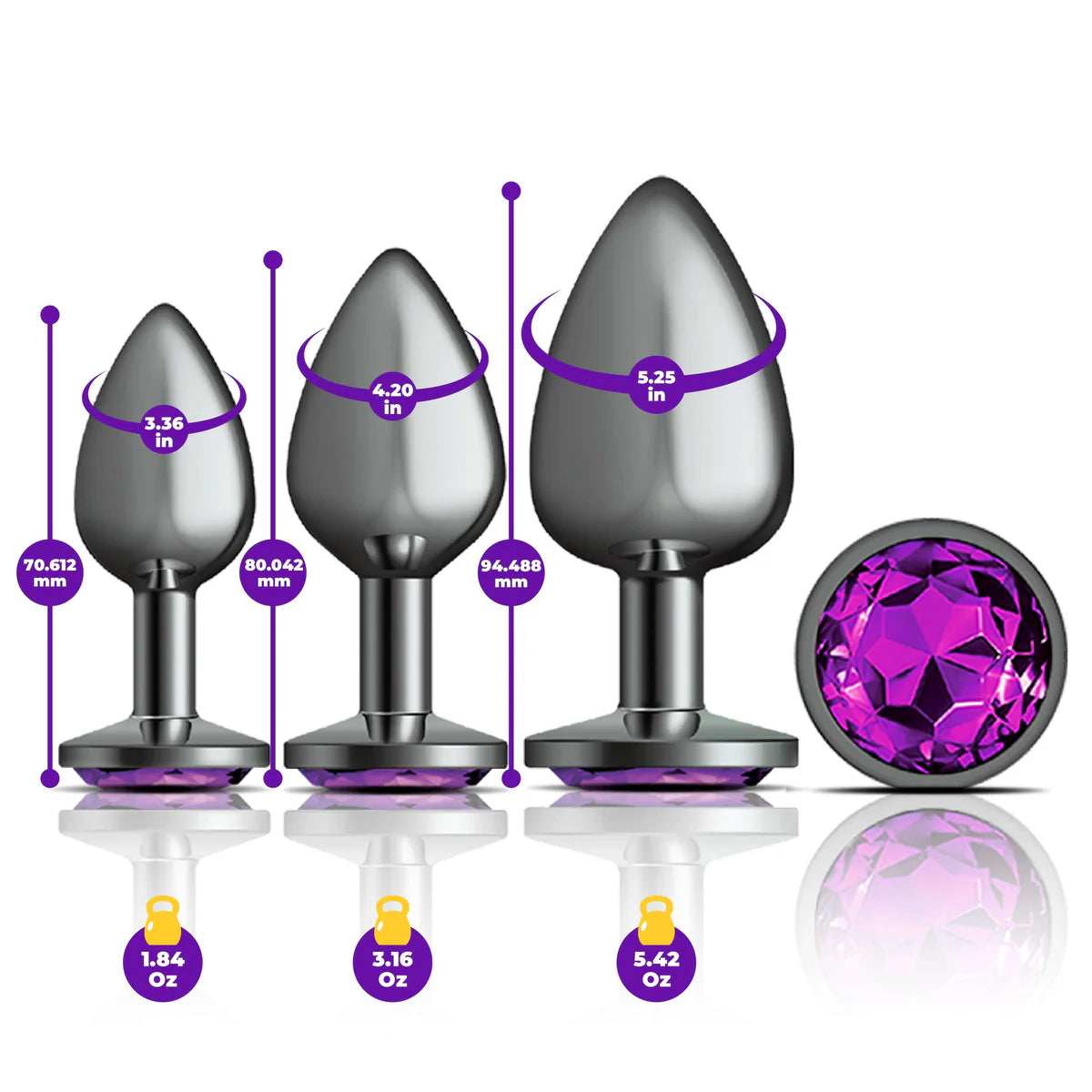 Cheeky Charms Metal Plug Kit – Gunmetal Round & Deep Purple