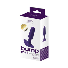 VēDO Bump Mini Rechargeable Butt Plug Purple – Waterproof Silicone Vibrating Anal Plug